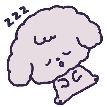 ヘソ天で寝ているかわいいトイプードルの子犬のイラスト