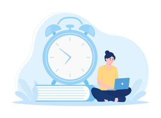 Time management concept flat illustration