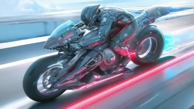 Sci-Fi Motorcycle on the Track