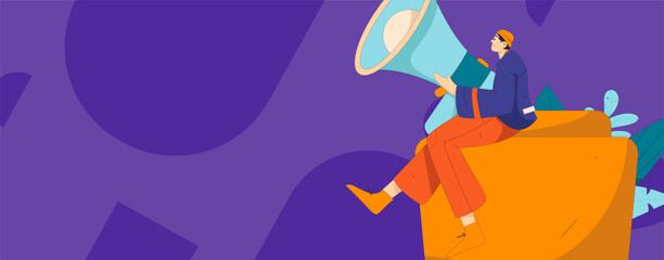 Notification announcement vector creative flat hand drawn illustration
