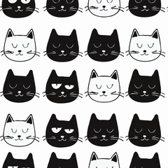 Adobe Illustrator Artworkcute black and white cats graffiti pattern