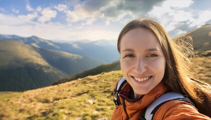 Portrait of a woman in the mountains