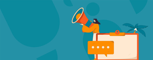 Notification announcement vector creative flat hand drawn illustration
