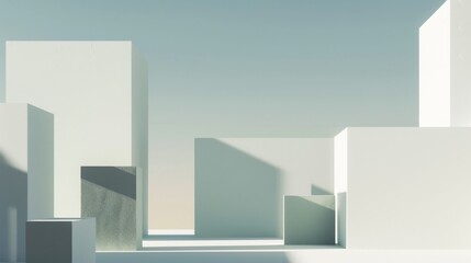 Visually Stunning Minimalistic Architecture Desktop Wallpaper: Impactful Shapes, Lines, and Colors Conveying Beauty of Minimalism with Abstract Cubes, Rectangles, Triangles, and Subtle Textures