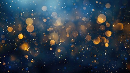 Obraz premium abstract background with Dark blue and gold particle. Christmas Golden light shine particles bokeh on navy blue background. Gold foil texture. Holiday concept