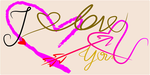  text love design and brush strokes style