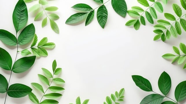 green leaves green plants green border Free space in the middle
