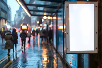Fototapeta premium Mock up blank street poster , sign board realistic black frame on the street for brand, shop name on white background