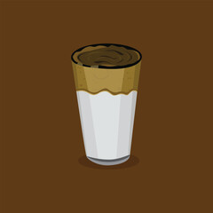 A glass of Dalgona Coffee vector illustration