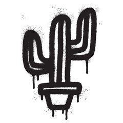 Spray Painted Graffiti cactus icon Sprayed isolated with a white background.