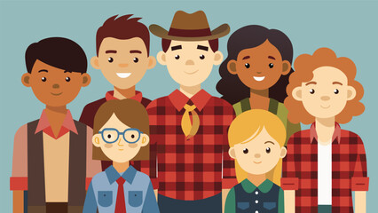 It was a sea of plaid as students and teachers showed off their best lumberjack attire for Country Western Day during School Spirit Week.. Vector illustration