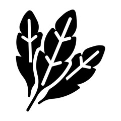 An editable solid icon of eagle feathers 