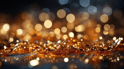 New year golden glitter on black background