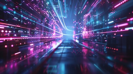 Future technology line background and light effect, cyberpunk style background material with a sense of technology