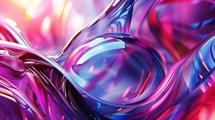 3D rendering. Pink and purple abstract glass shapes. Modern background design.