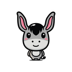 cute chibi donkey smiling happily
