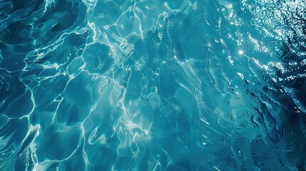 Obraz premium Clear Blue Water in Swimming Pool with Clean Aqua Liquid - Summer Wallpaper Background with Sunlight Reflection on Surface 