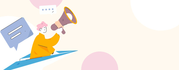 Notification announcement vector creative flat hand drawn illustration
