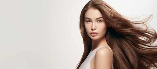 Supermodel woman with shiny thick blond hair , hair care, wig,a shampoo