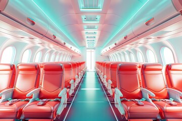 3d illustration of passenger seats on the airplane