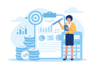 Financial targeting notes concept flat illustration