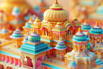 Fototapeta premium 3d illustration of indian mughal architecture bokeh style background