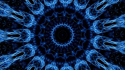 Abstract fractal flower spreading like electrical energy. Animation. Mandala ornament in a shape of...
