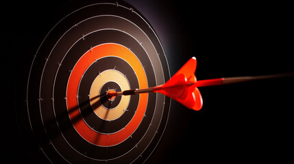 Arrow Hitting Bullseye on Archery Target