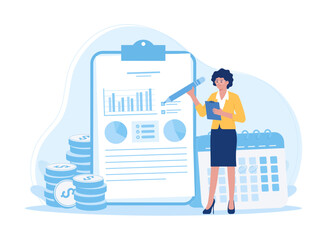 Accounting processes  financial analysts concept flat illustration