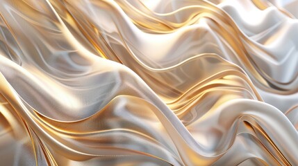 Fototapeta premium 3 Dimensional graphics featuring a blend of wave patterns or fabric textures combined with a coarse texture and glossy golden gradient suitable for banner backgrounds