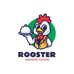 Vector Logo Illustration Rooster Mascot Cartoon Style.
