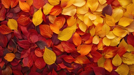 Autumn leaves in shades of yellow and red