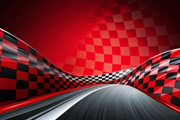 Obraz premium A red checkered background with a black and red checkered flag.