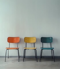 Brightly Colored Chairs in a Contemporary Minimalist Room