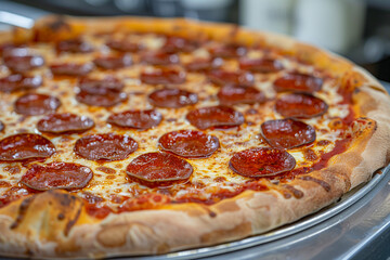 Pepperoni Pizza loaded with spicy pepperoni slices, gooey cheese.