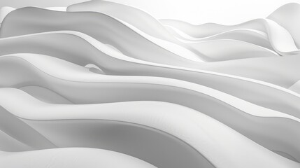 White wave-like forms create a seamless transition into a clean, minimalist background.