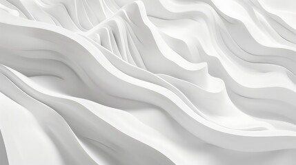 White wave-like forms create a seamless transition into a clean, minimalist background.