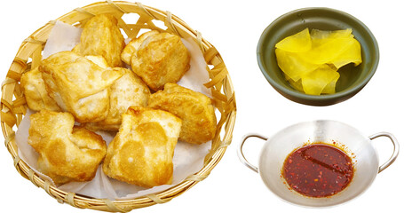 음식- 군만두 단무지 간장