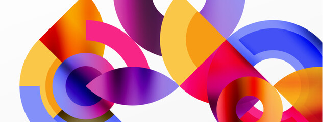 Round elements and circles geometric minimal composition background. Vector Illustration For Wallpaper, Banner, Background, Card, Book Illustration, landing page