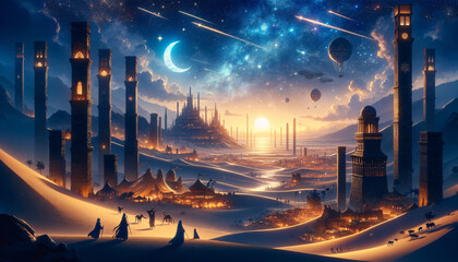 Futuristic Oasis at Twilight