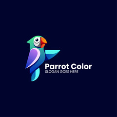 Obraz premium Vector Logo Illustration Parrot Gradient Colorful Style