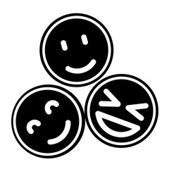 happy group glyph icon style