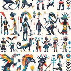 African Native Art Character Design Pattern Seamless generative ai art