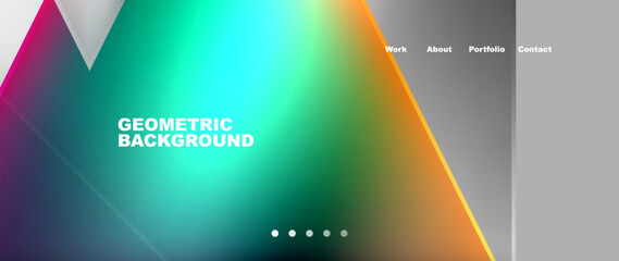 Flowing bright neon gradients geometric abstract background with triangles and lines. Fluid color pattern of color liquid gradient background for wallpaper, banner, background, card, landing page