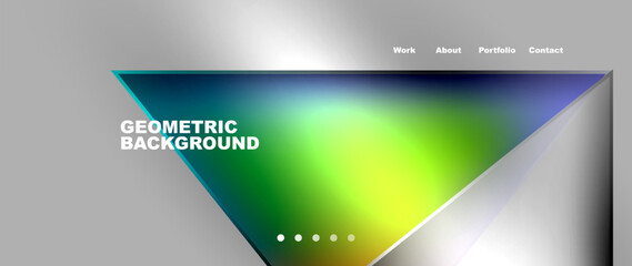 Flowing bright neon gradients geometric abstract background with triangles and lines. Fluid color pattern of color liquid gradient background for wallpaper, banner, background, card, landing page