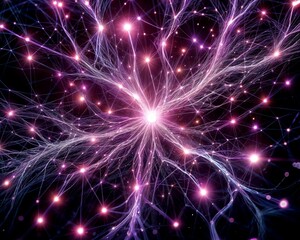 Naklejka premium Glowing Neurons Showing Brain Connections