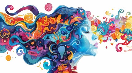 Fototapeta premium Abstract color swirls on decorative background design. Swirling colors in the concept of a woman