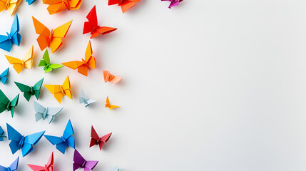 stars and stripes,
 Multicolored Paper Backdrop with Origami Butterflies