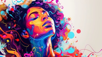 Abstract color swirls on decorative background design. Swirling colors in the concept of a woman