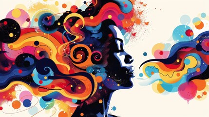 Obraz premium Abstract color swirls on decorative background design. Swirling colors in the concept of a woman